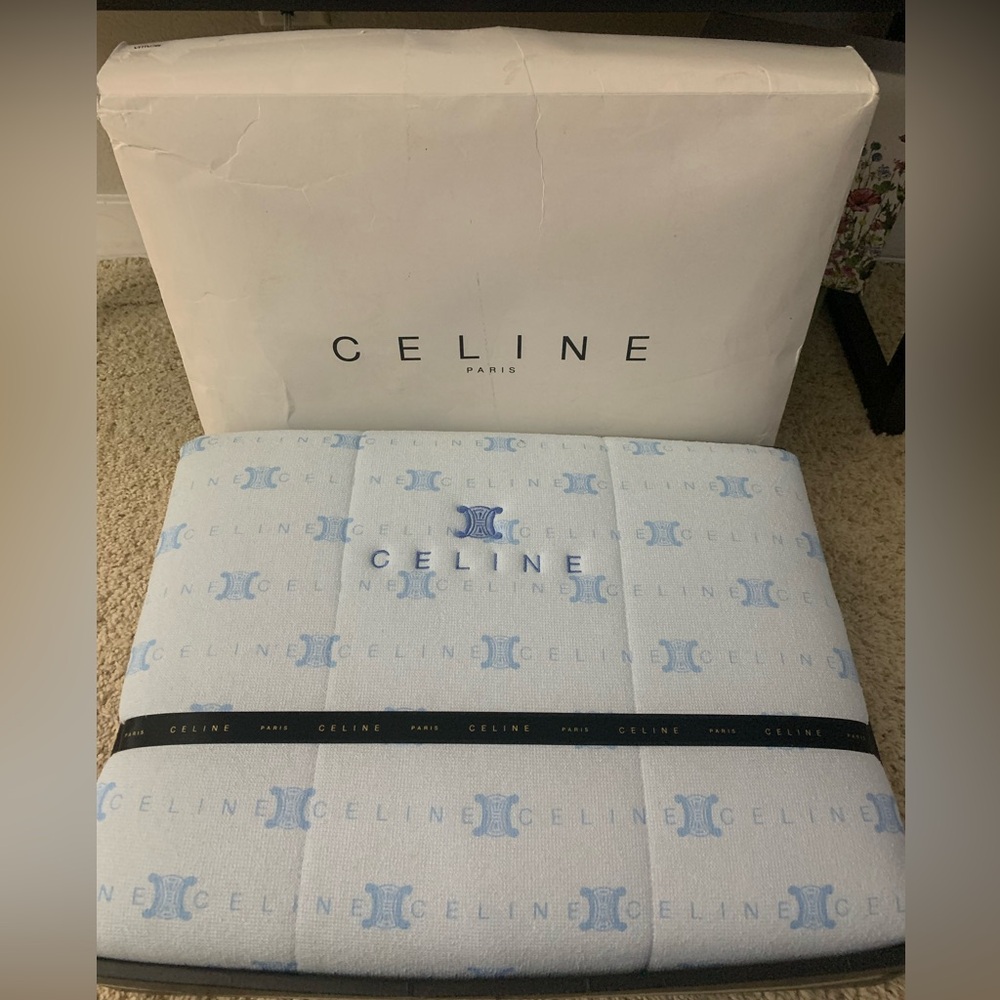 Celine Blue Monogram Macadam Triumph Embroidered Blanket/Throw